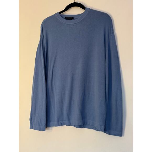 Zegna Sport Men's Blue Long Sleeves Cashmere Cotton Crewneck - Picture 1 of 3